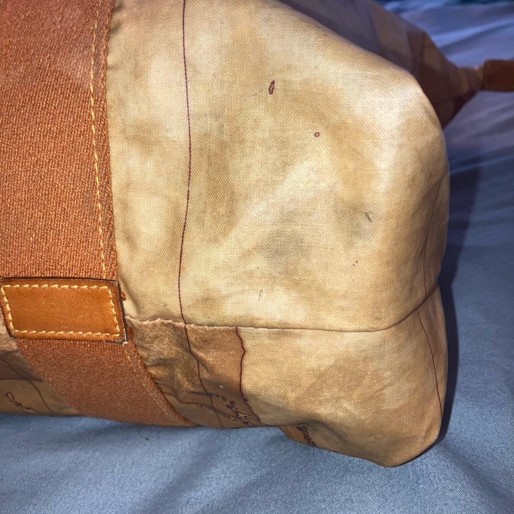 Alviero Martini Brown World Map Canvas Tote Bag - Picture 5 of 13